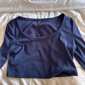 SHEIN Blue Fitted Crop Blouse